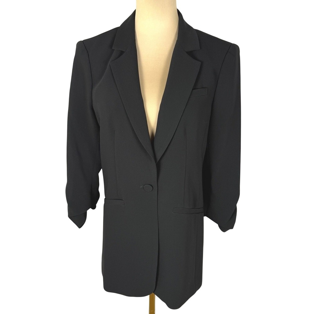 Cinq a Sept Khloe Black Ruched Sleeve Blazer Size 2 EUC